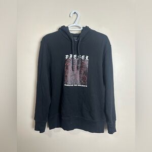 Diesel Black Graphic Hoodie Size L – Streetwear Pullover Sweatshirt